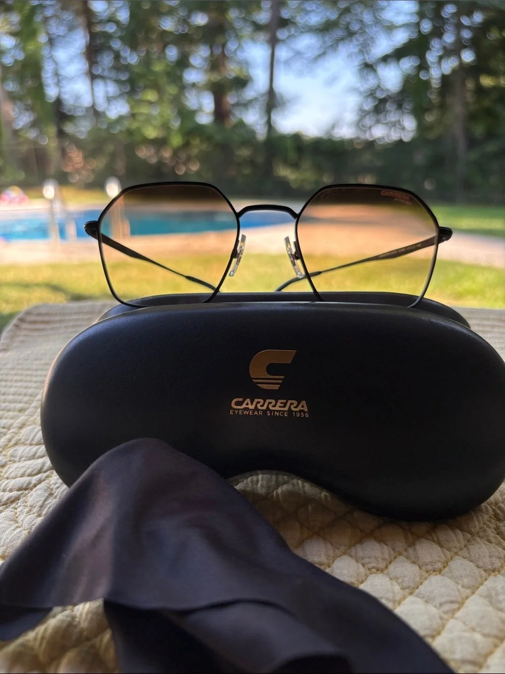 Carrera Black Metal Frame Sunglasses, Brown Gradient Lenses w/UV Protection